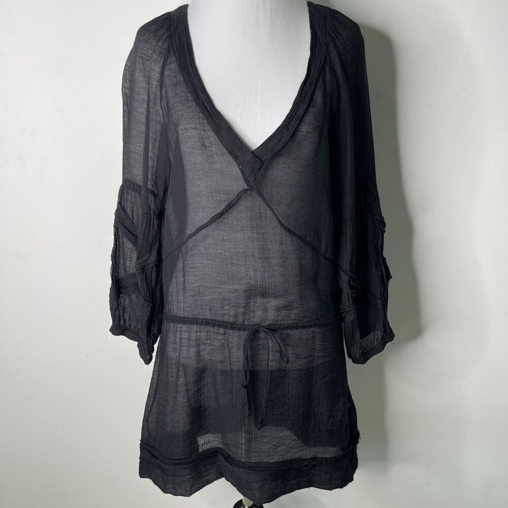 Vix Black Sheer V-Neck Swim Coverup Tunic